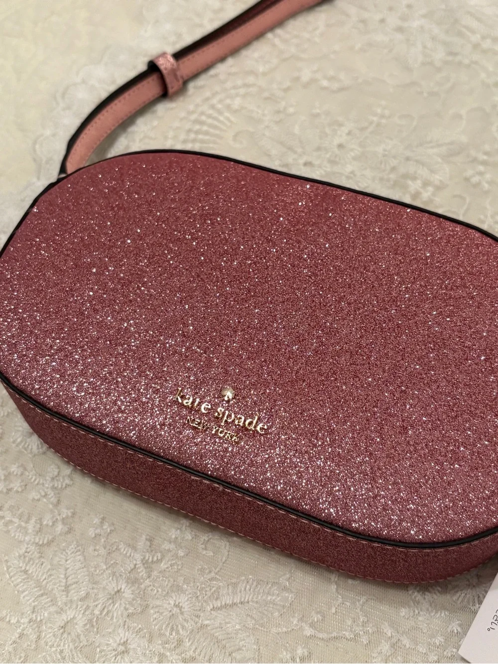 NWT Kate Spade Pink Glitter Crossbody Bag